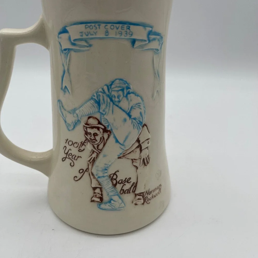 SEPCO Norman Rockwell 100th‎ Year of Baseball Ceramic Stein 1988 Vintage Mug